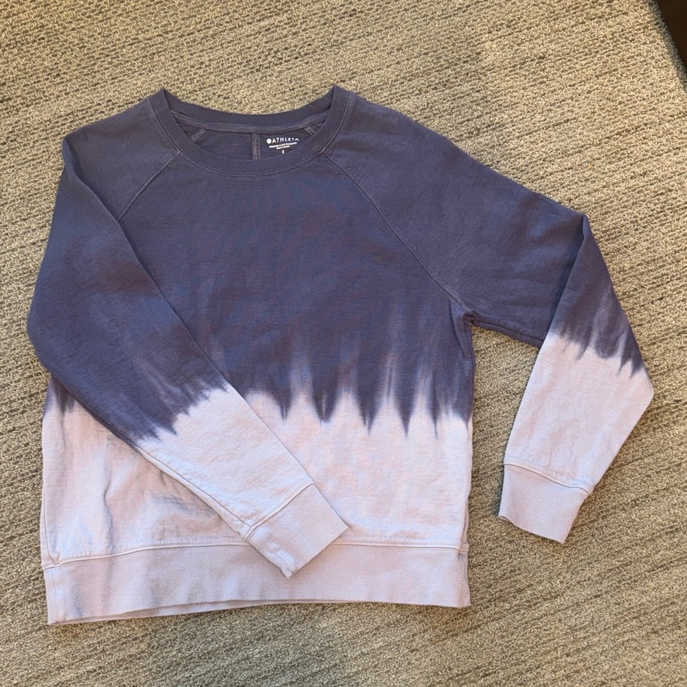 Athleta Purple and Cream Crew Neck Tie Due Sweater Size S - Picture 2 of 7